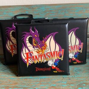 Vintage Disneyland Fantasmic Black Vinyl Seat Cushions with Handles Set of 3